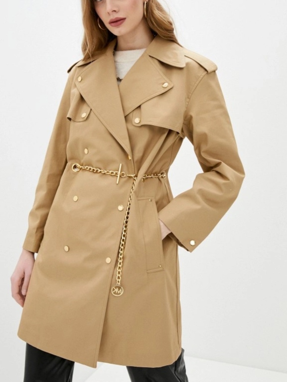Michael Kors Trench Coat with Gold Chain Belt